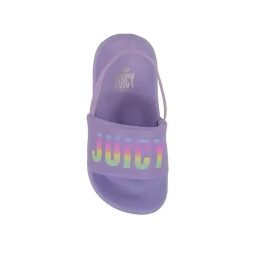 Juicy‎ Couture Kids Girls Lilac Rainbow Logo Slides Slingback Sandals